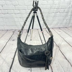 Brighton Leather Alligator Print Shoulder Bag